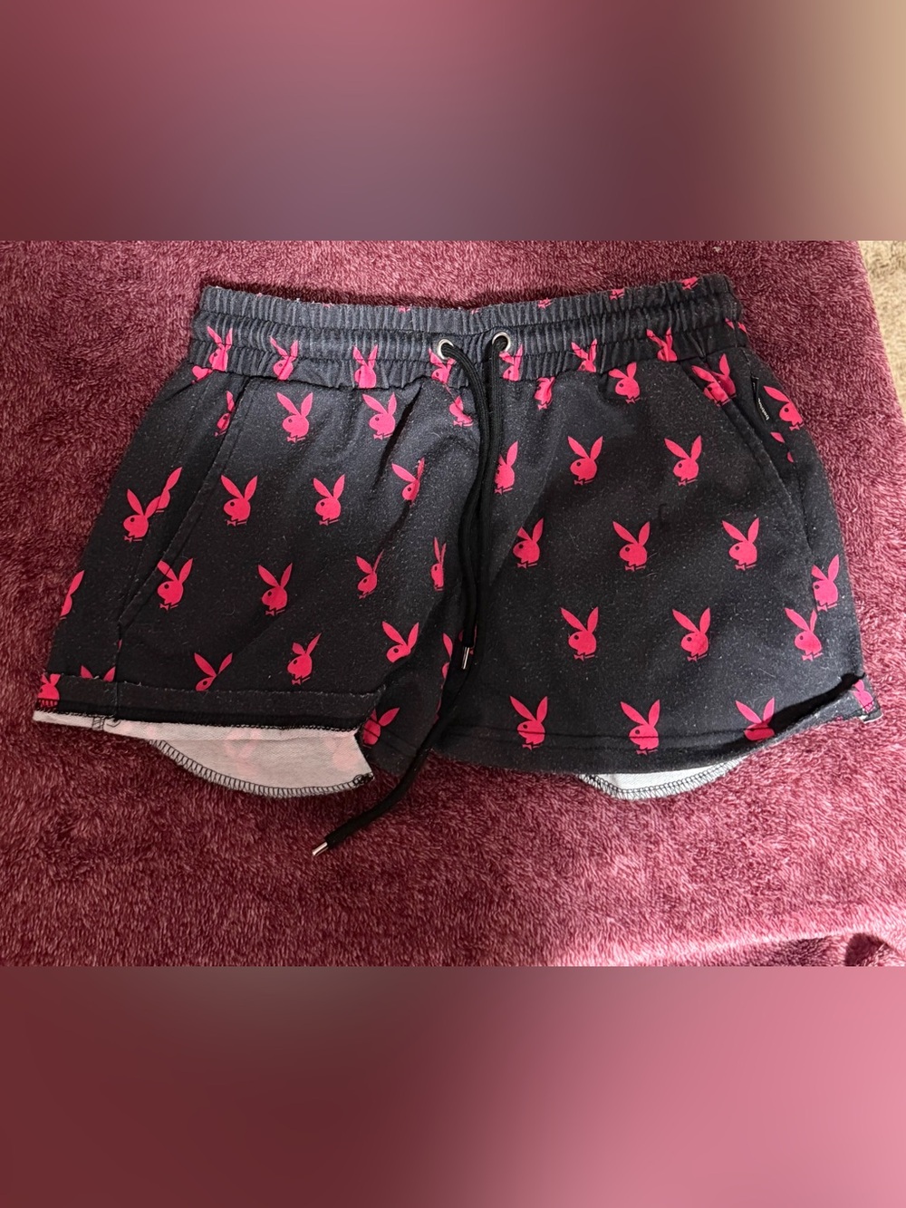 PLAYBOY Pink Bunny Print Lounge Shorts Set - Gray & Black - Picture 2 of 3